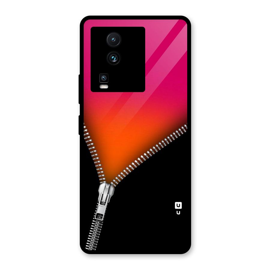Zipper Print Glass Back Case for Vivo iQOO Neo 7
