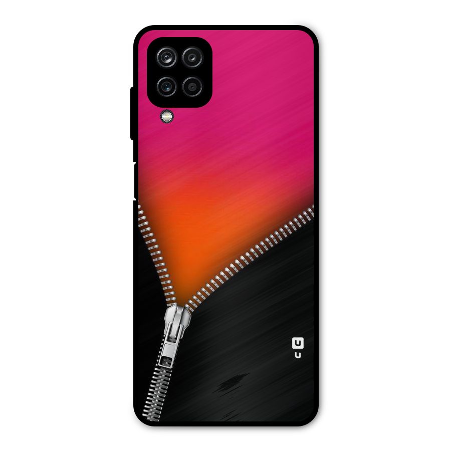 Zipper Print Metal Back Case for Galaxy A12