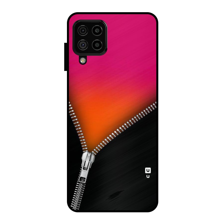 Zipper Print Metal Back Case for Galaxy A22 4G