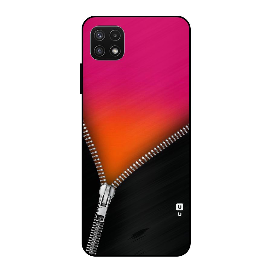 Zipper Print Metal Back Case for Galaxy A22 5G