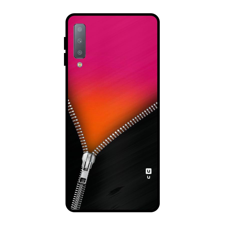 Zipper Print Metal Back Case for Galaxy A7 (2018)