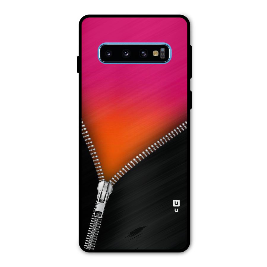 Zipper Print Metal Back Case for Galaxy S10