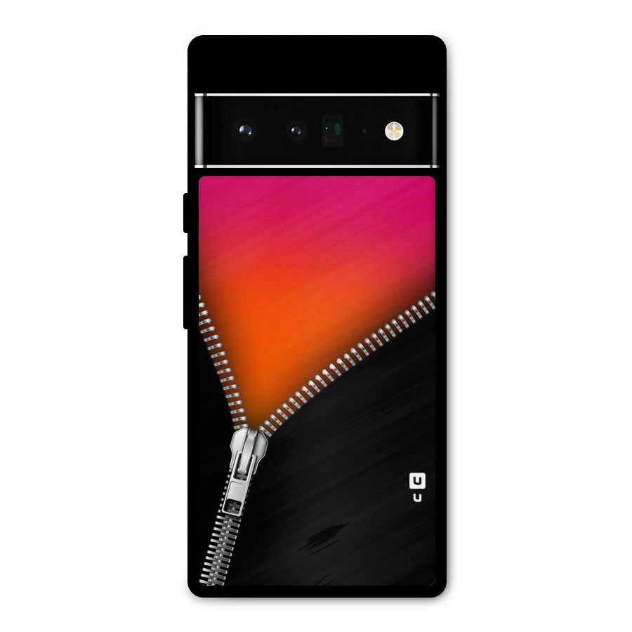 Zipper Print Metal Back Case for Google Pixel 6 Pro