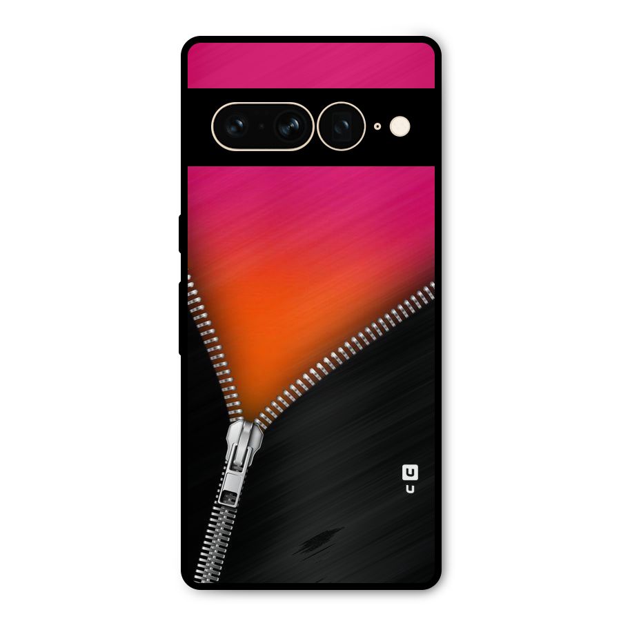 Zipper Print Metal Back Case for Google Pixel 7 Pro