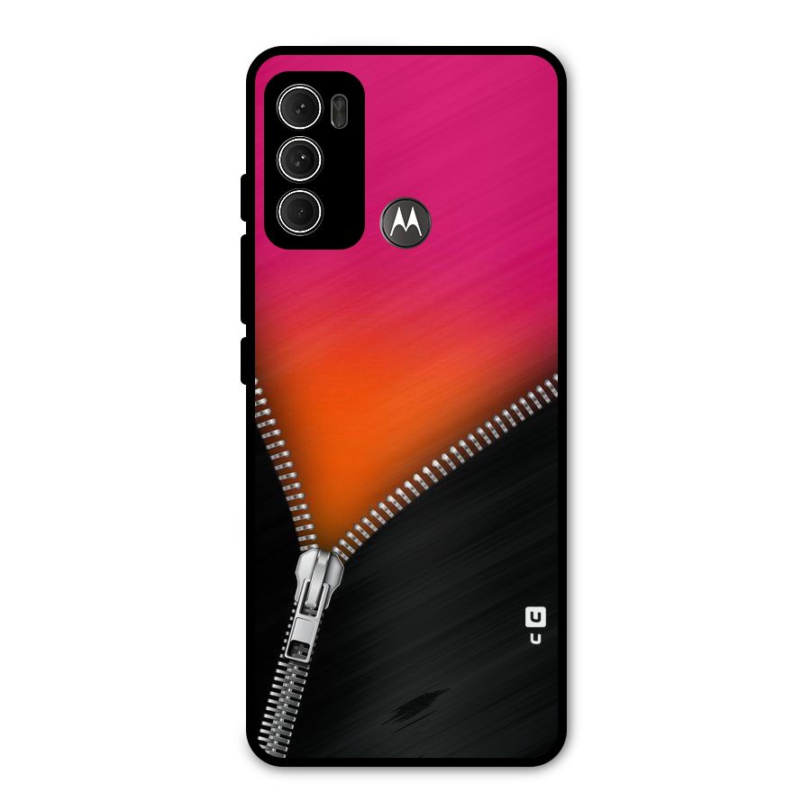 Zipper Print Metal Back Case for Moto G60