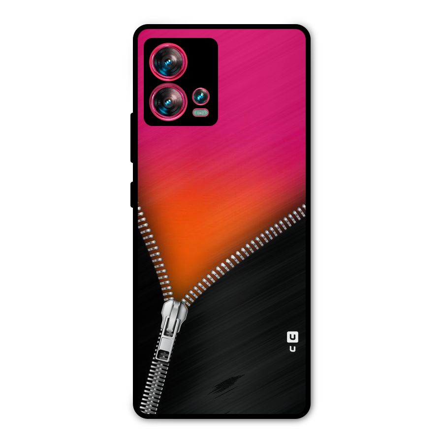 Zipper Print Metal Back Case for Motorola Edge 30 Fusion