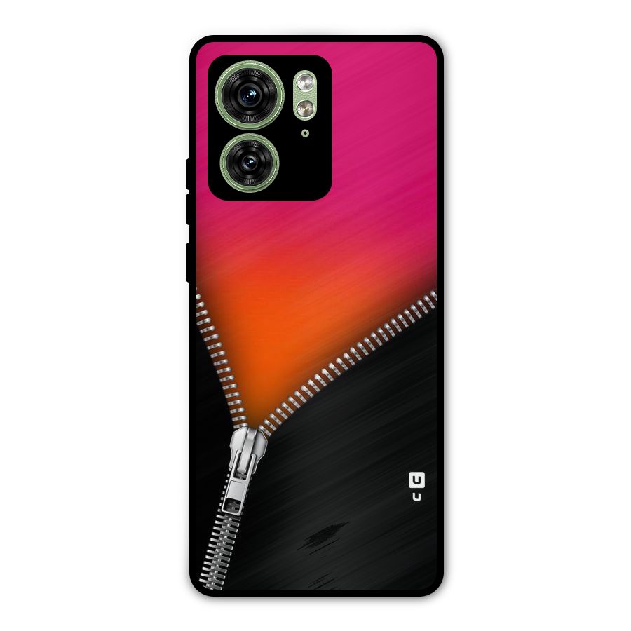 Zipper Print Metal Back Case for Motorola Edge 40 5G