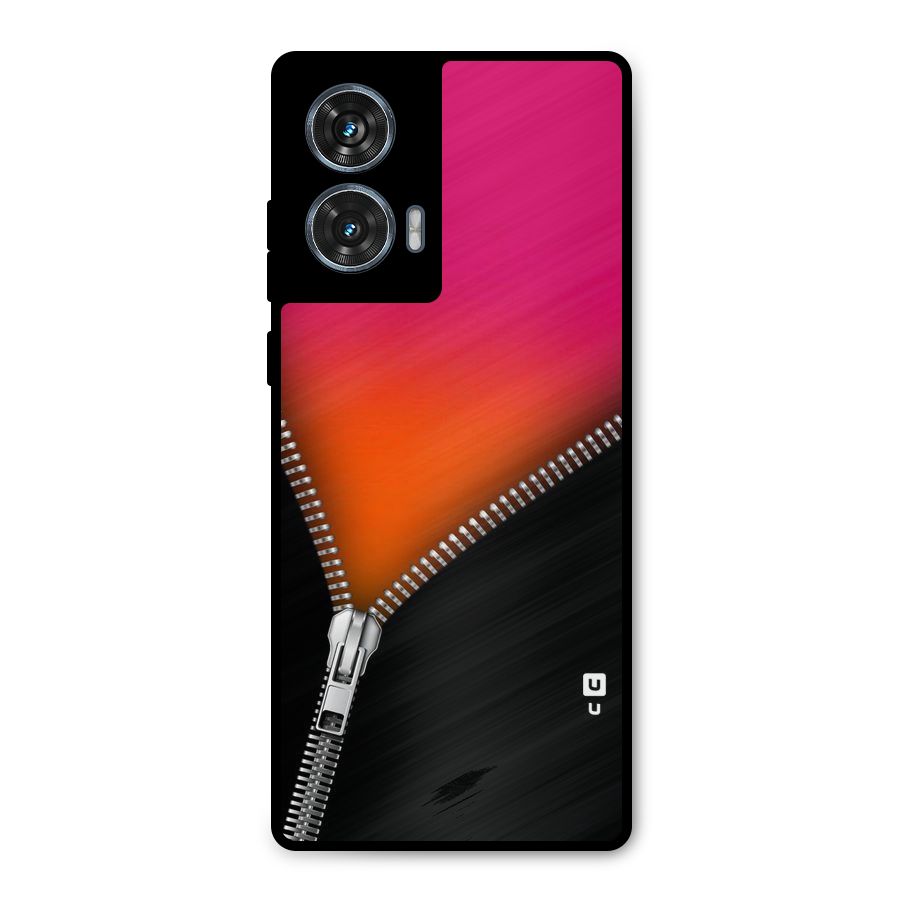 Zipper Print Metal Back Case for Motorola Edge 50 Fusion
