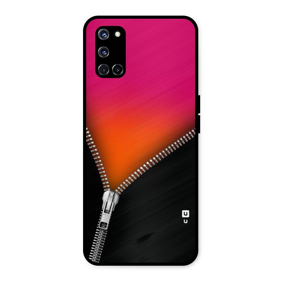 Zipper Print Metal Back Case for Oppo A52