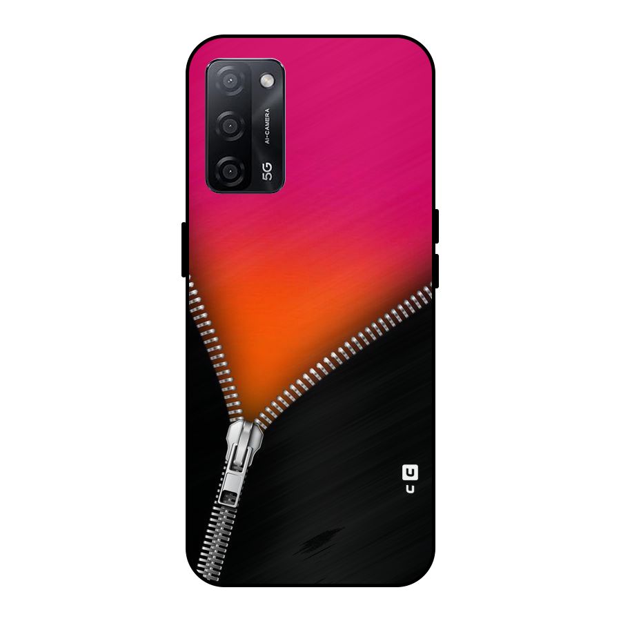 Zipper Print Metal Back Case for Oppo A53s 5G