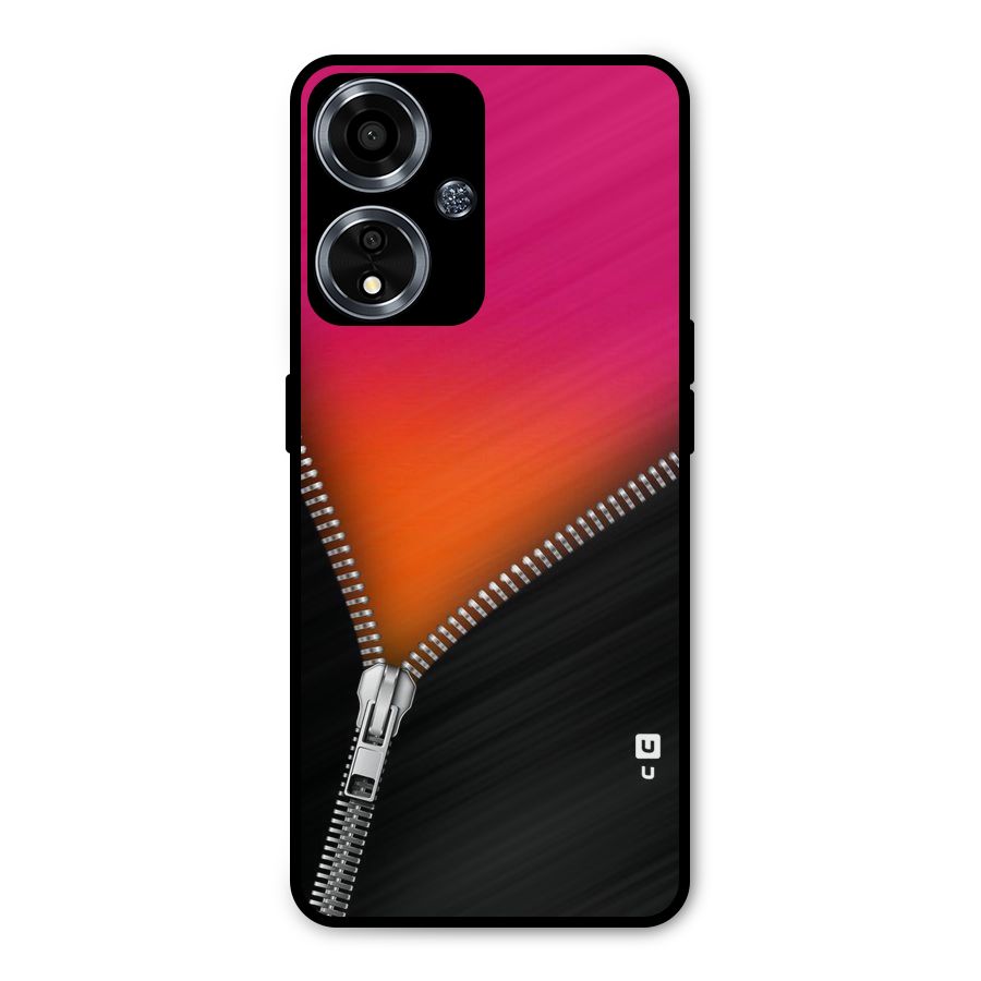 Zipper Print Metal Back Case for Oppo A59