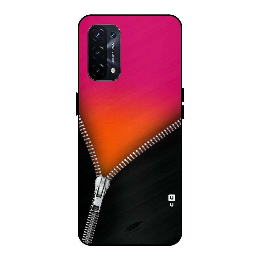 Zipper Print Metal Back Case for Oppo A74 5G