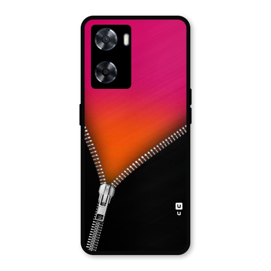 Zipper Print Metal Back Case for Oppo A77s