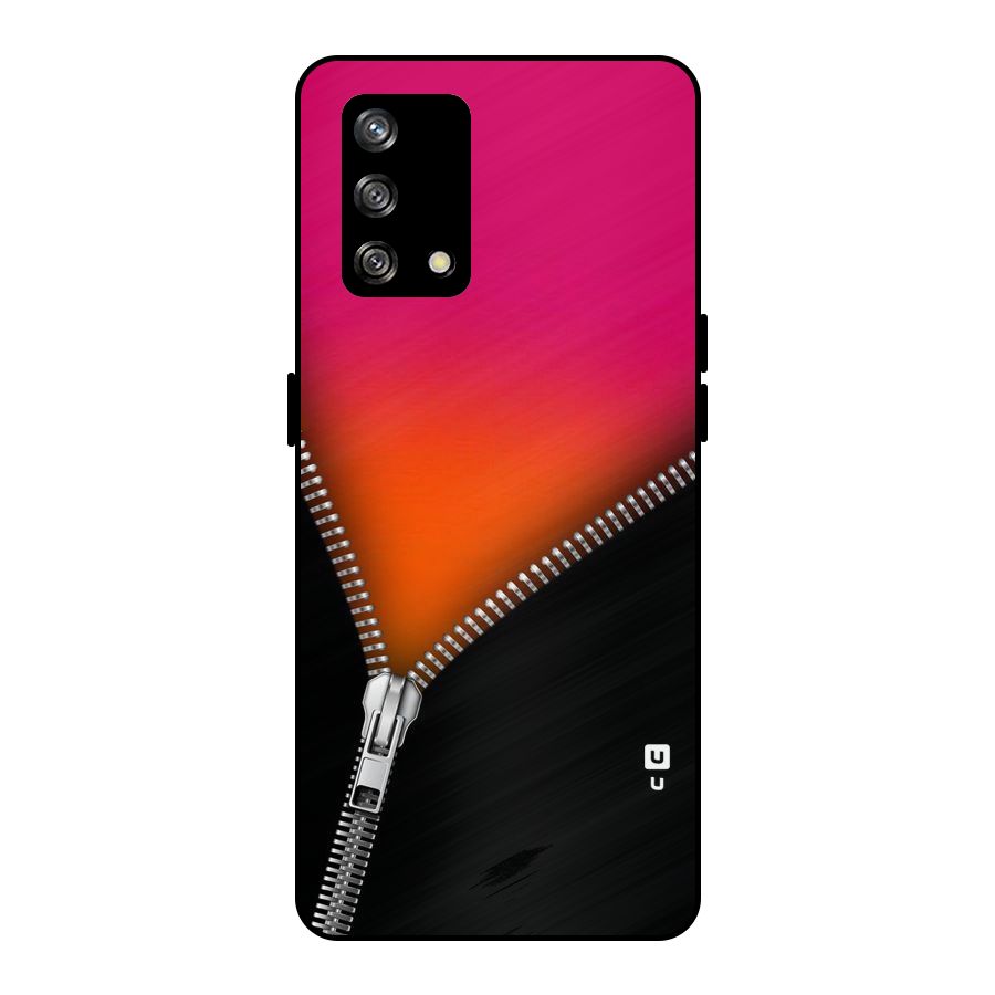 Zipper Print Metal Back Case for Oppo F19