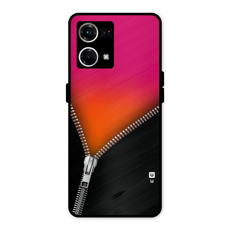 Zipper Print Metal Back Case for Oppo F21 Pro 4G