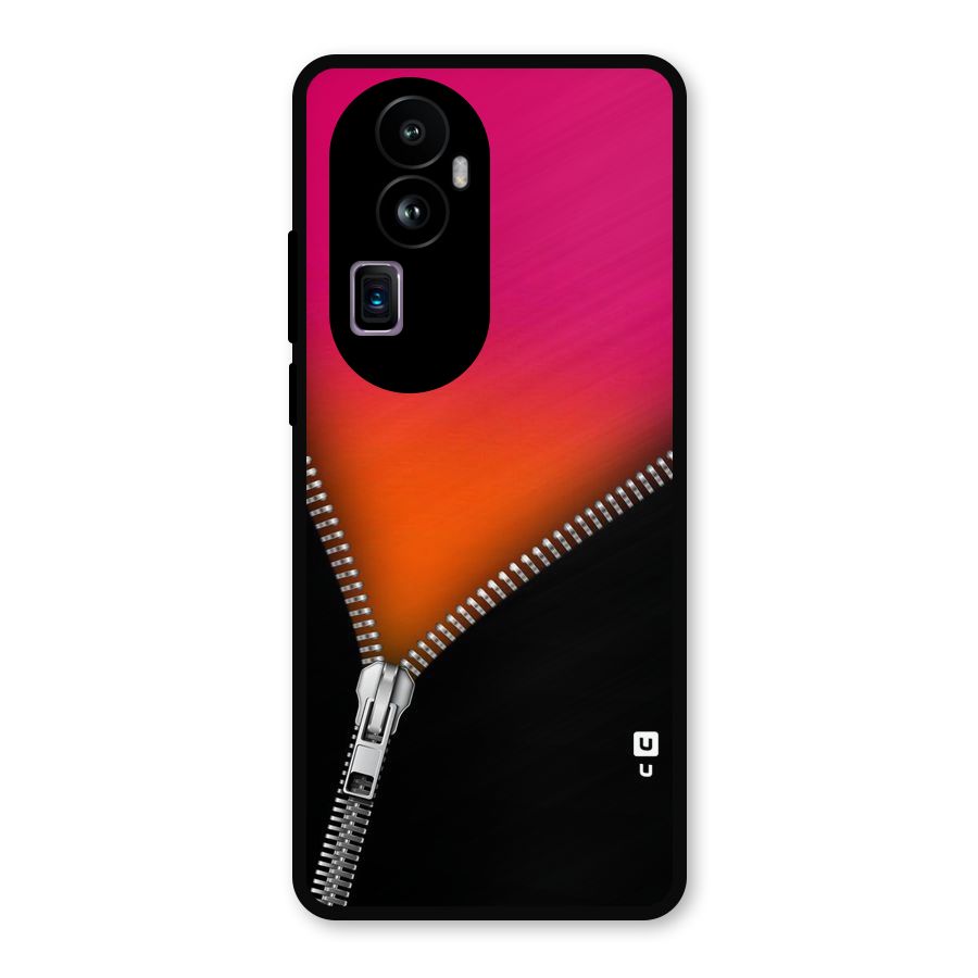 Zipper Print Metal Back Case for Oppo Reno10 Pro Plus
