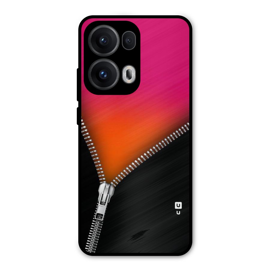 Zipper Print Metal Back Case for Oppo Reno13 Pro
