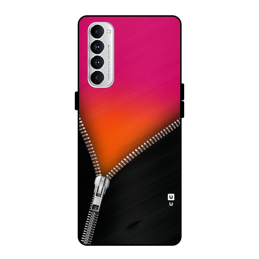 Zipper Print Metal Back Case for Oppo Reno4 Pro
