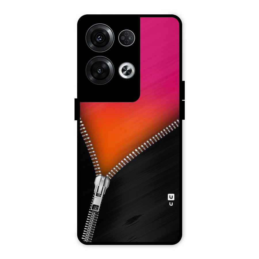 Zipper Print Metal Back Case for Oppo Reno8 Pro 5G