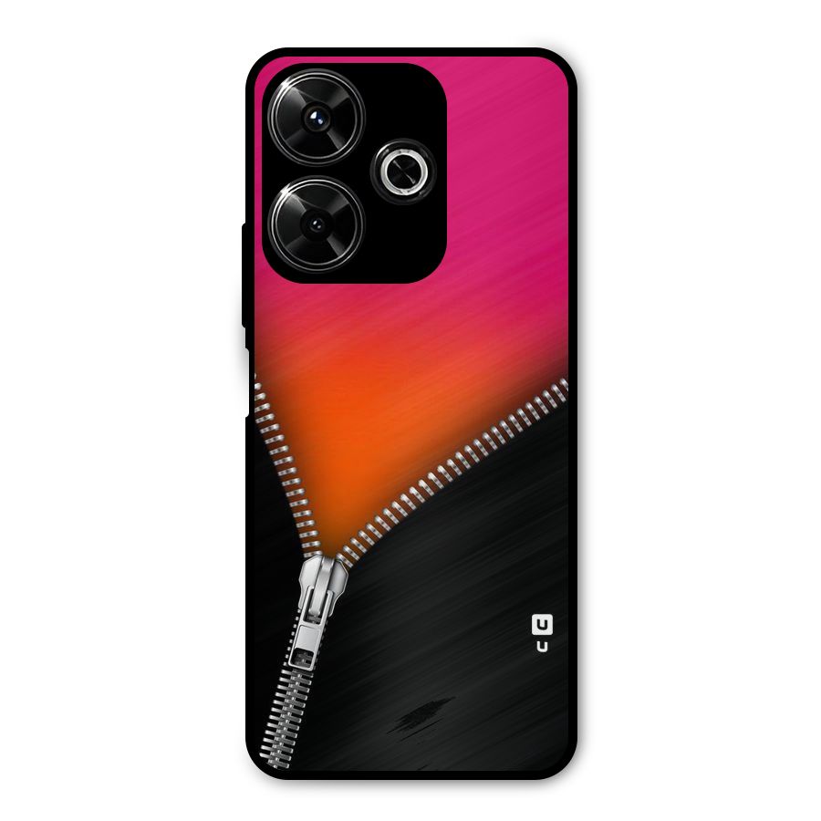 Zipper Print Metal Back Case for Poco M6 Plus
