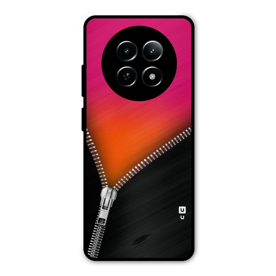 Zipper Print Metal Back Case for Realme Narzo 70x 5G