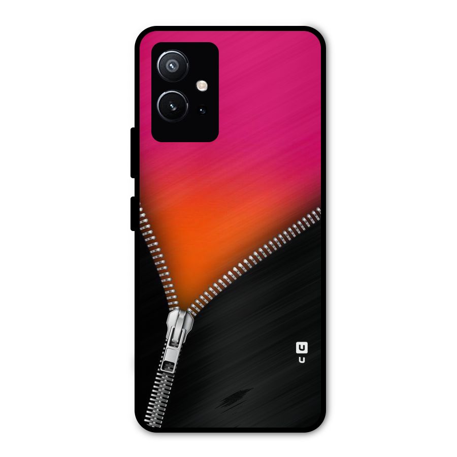Zipper Print Metal Back Case for Vivo T1 5G