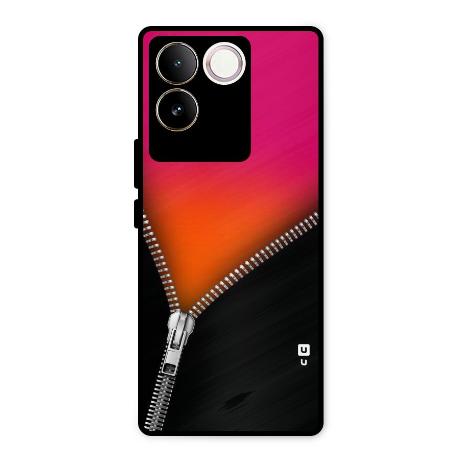 Zipper Print Metal Back Case for Vivo T2 Pro
