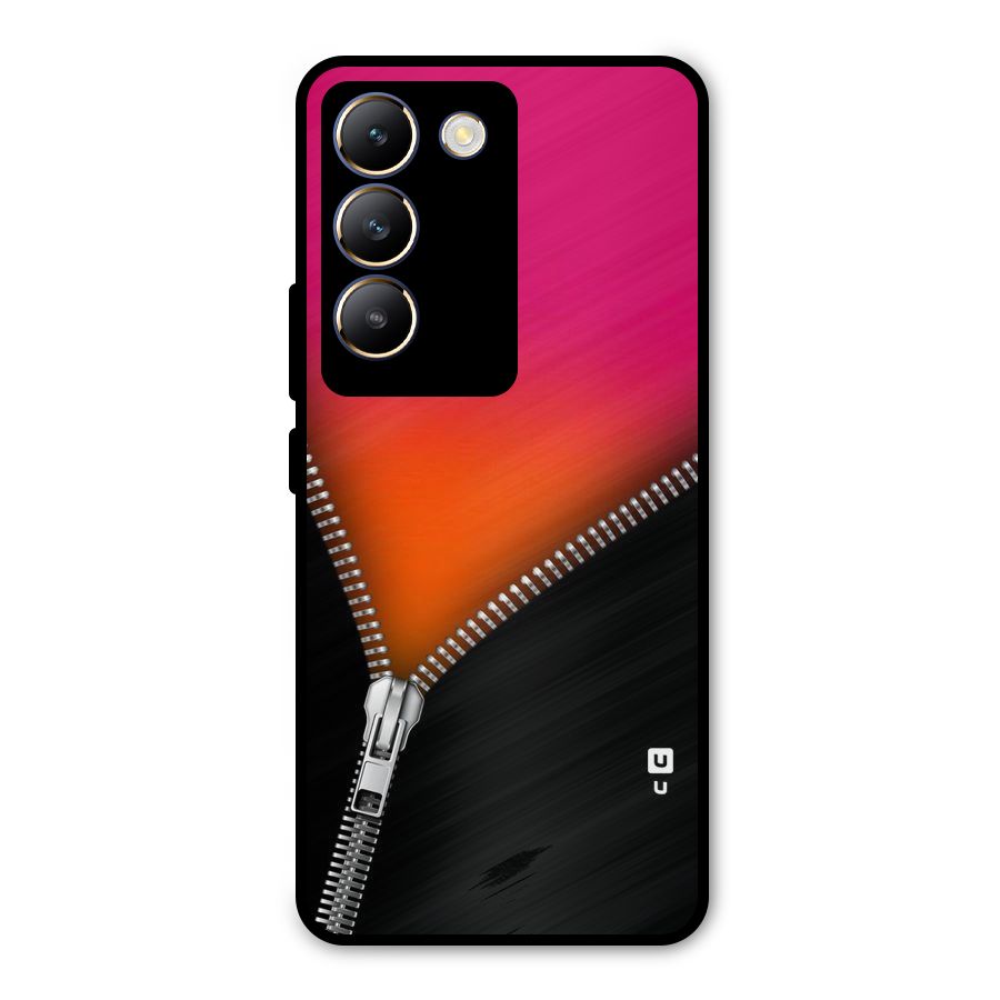 Zipper Print Metal Back Case for Vivo T3 5G