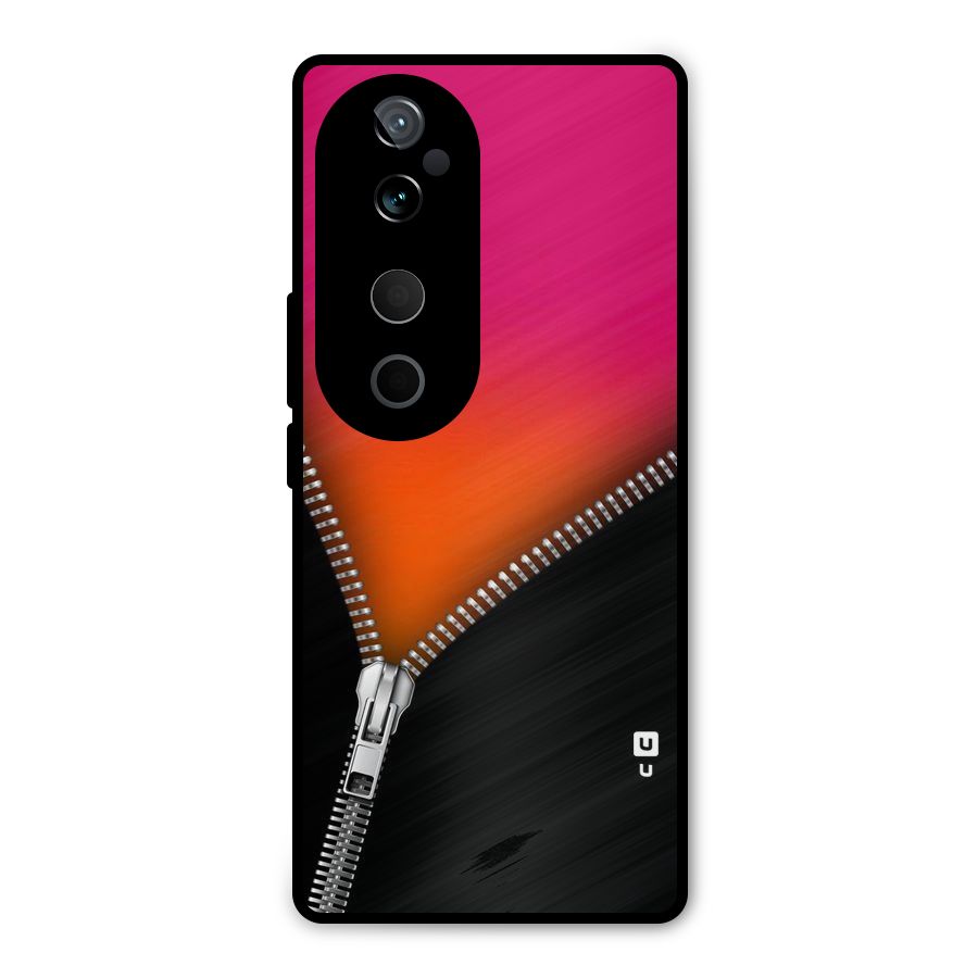 Zipper Print Metal Back Case for Vivo T3 Ultra