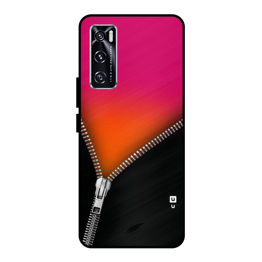 Zipper Print Metal Back Case for Vivo V20 SE