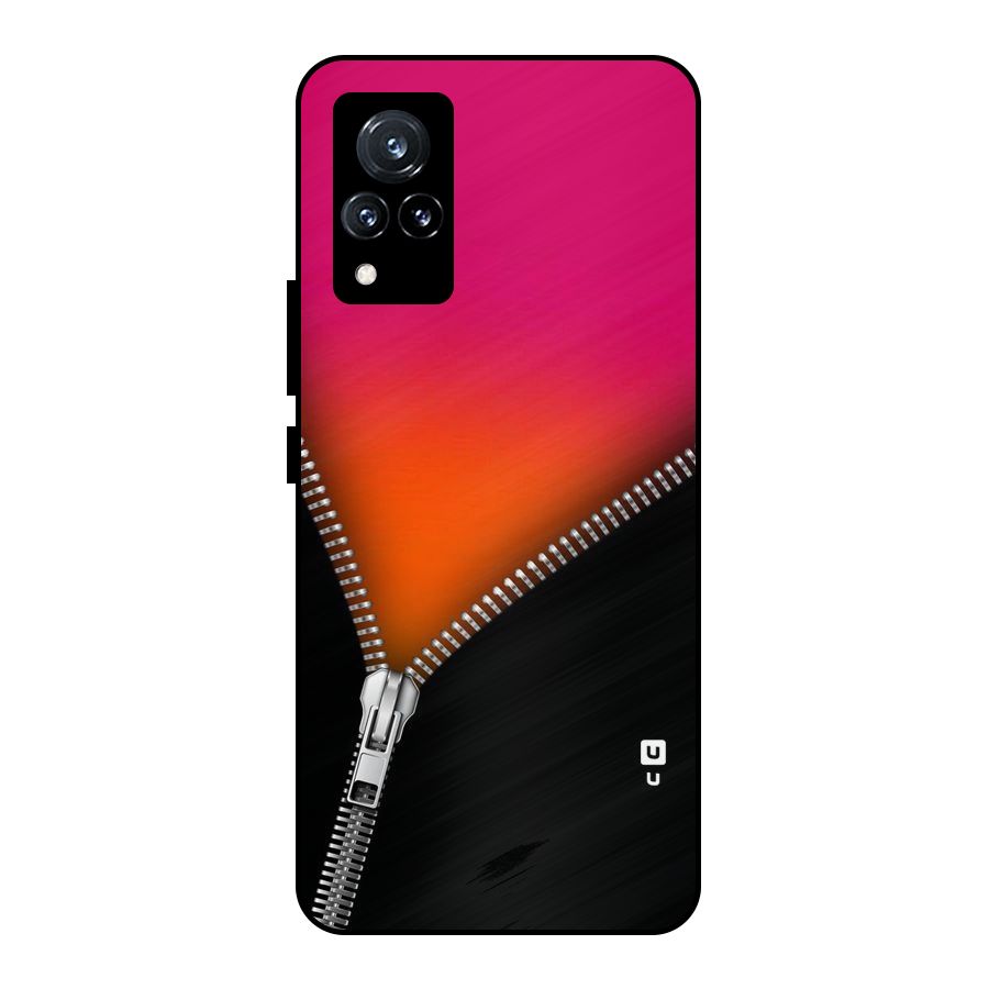 Zipper Print Metal Back Case for Vivo V21 5G