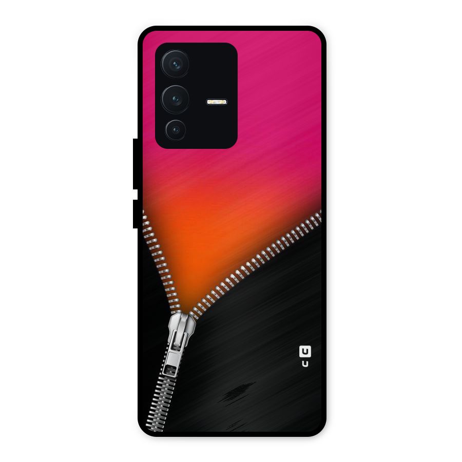 Zipper Print Metal Back Case for Vivo V23 5G