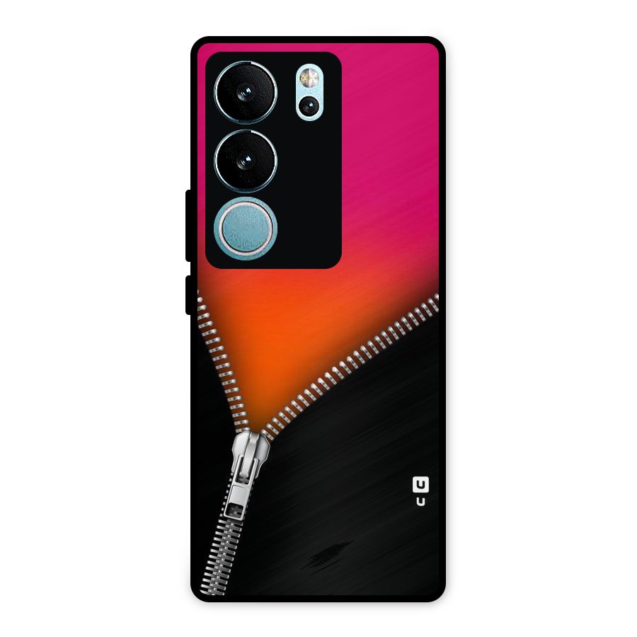 Zipper Print Metal Back Case for Vivo V29 Pro