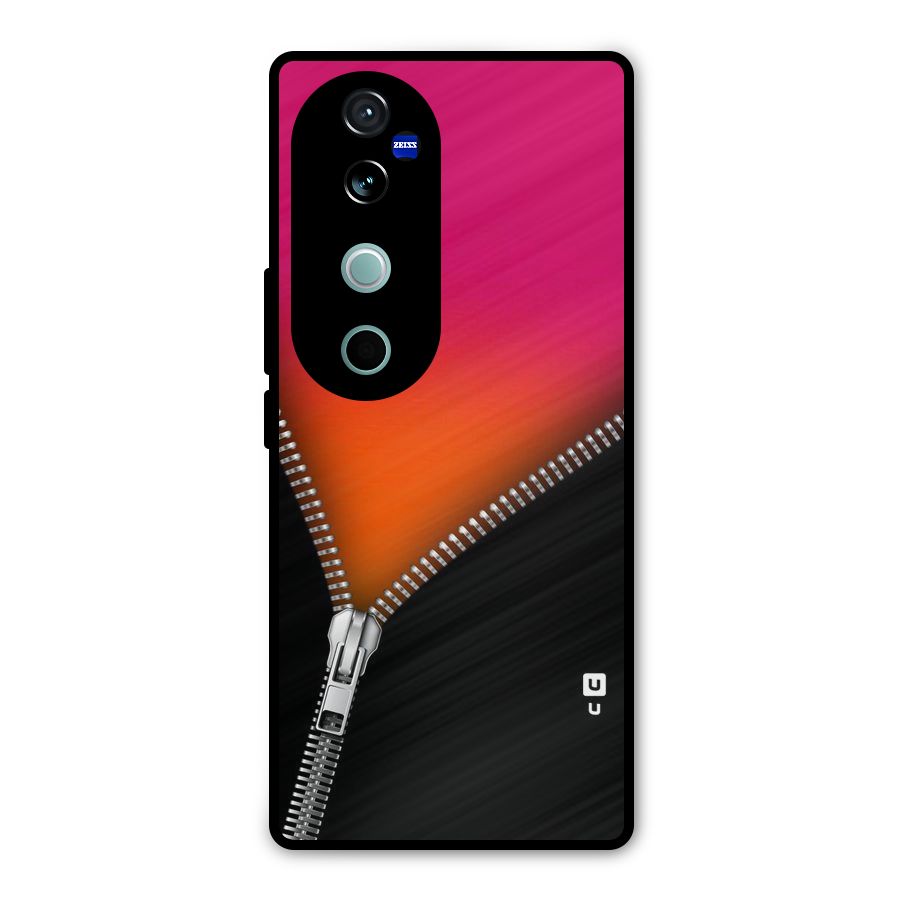 Zipper Print Metal Back Case for Vivo V40