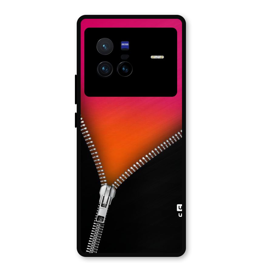 Zipper Print Metal Back Case for Vivo X80