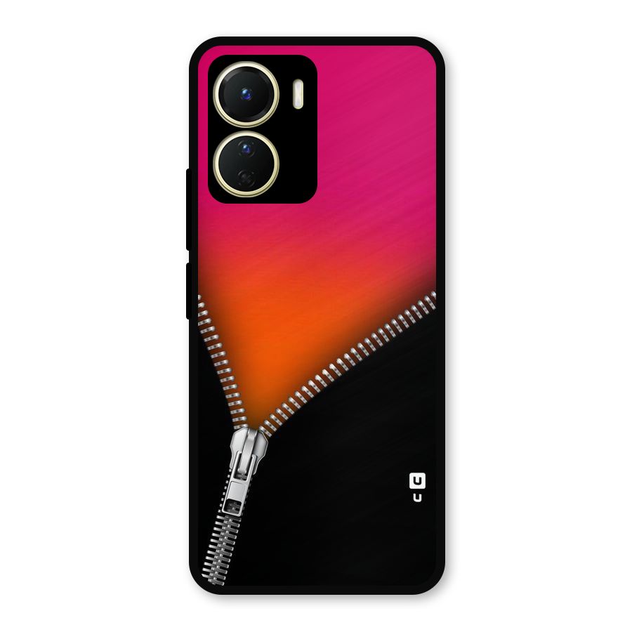 Zipper Print Metal Back Case for Vivo Y16