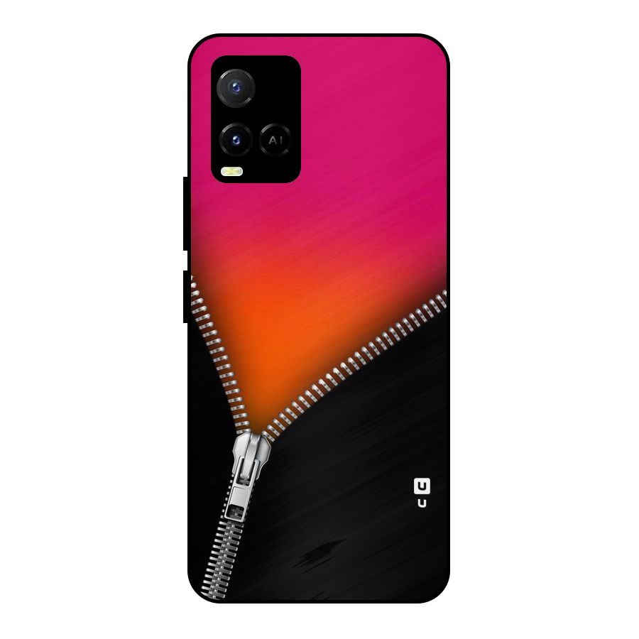 Zipper Print Metal Back Case for Vivo Y21A