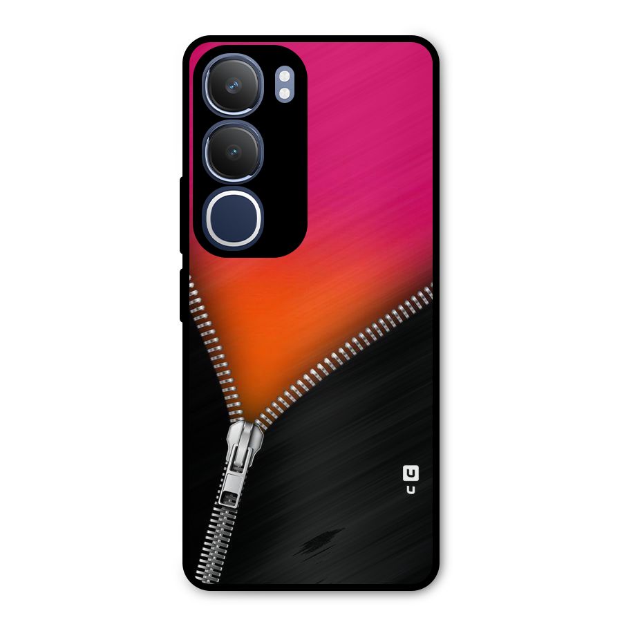 Zipper Print Metal Back Case for Vivo Y29