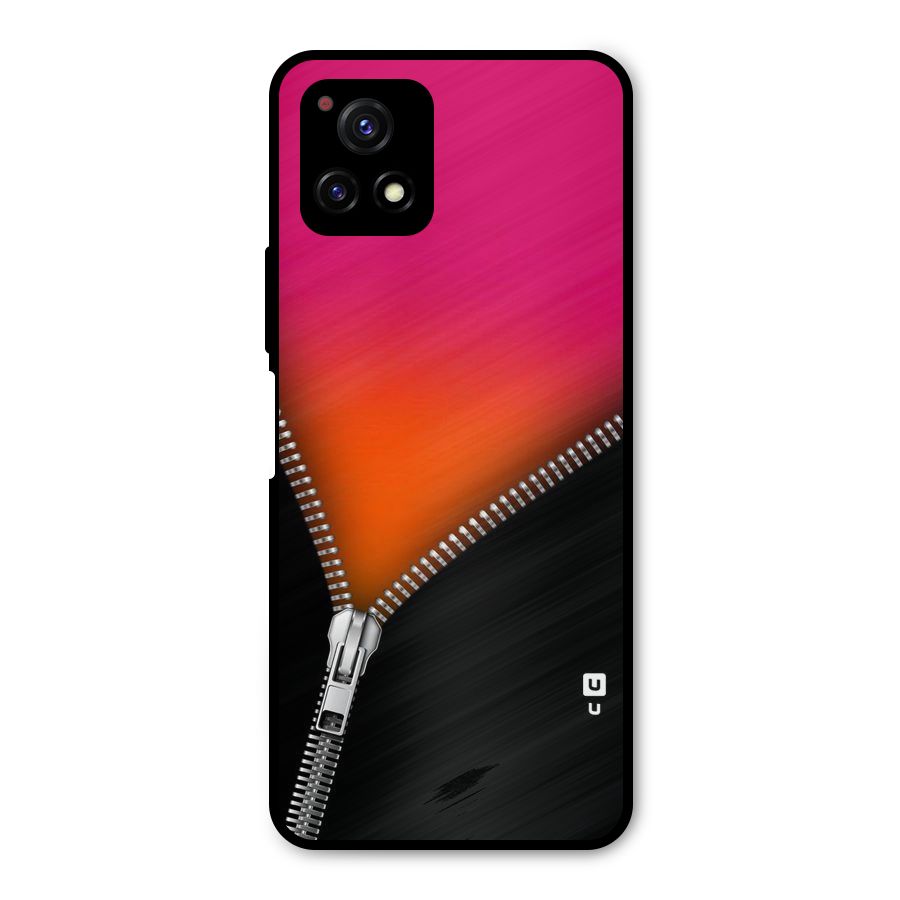 Zipper Print Metal Back Case for Vivo Y72 5G