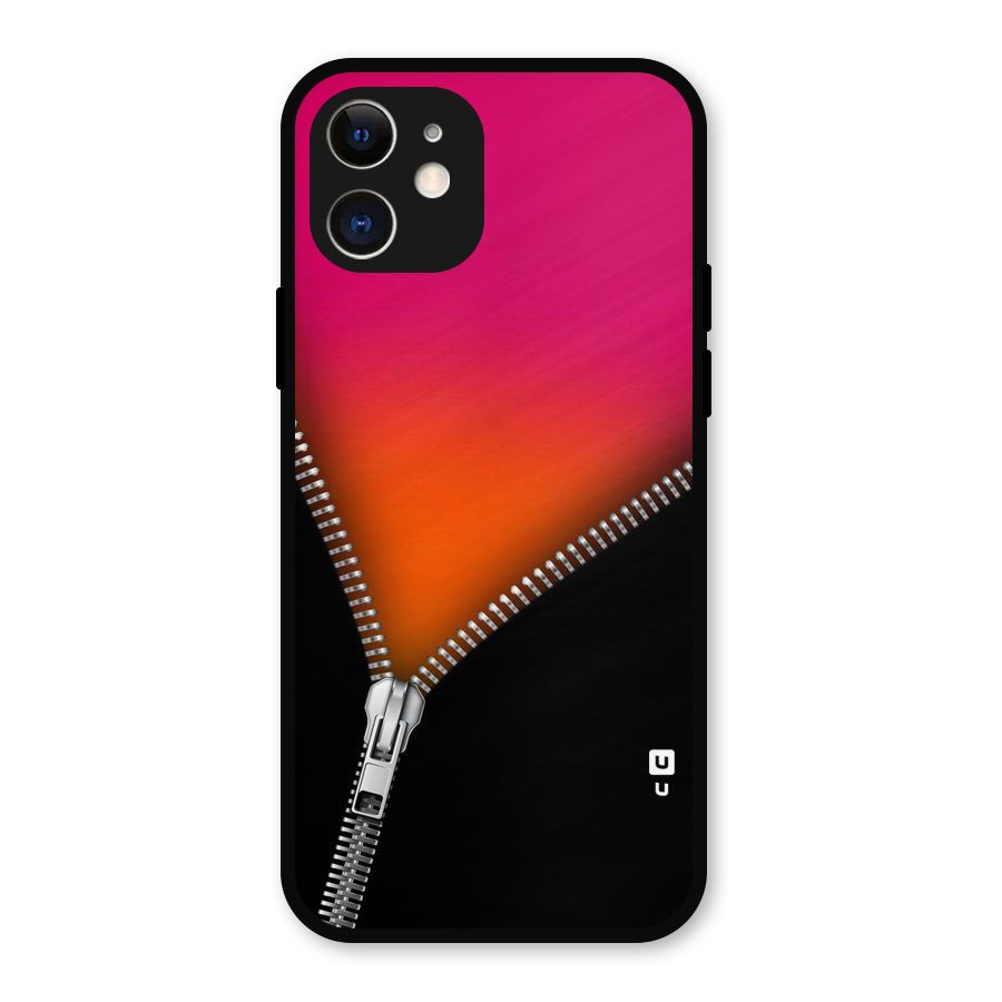 Zipper Print Metal Back Case for iPhone 12