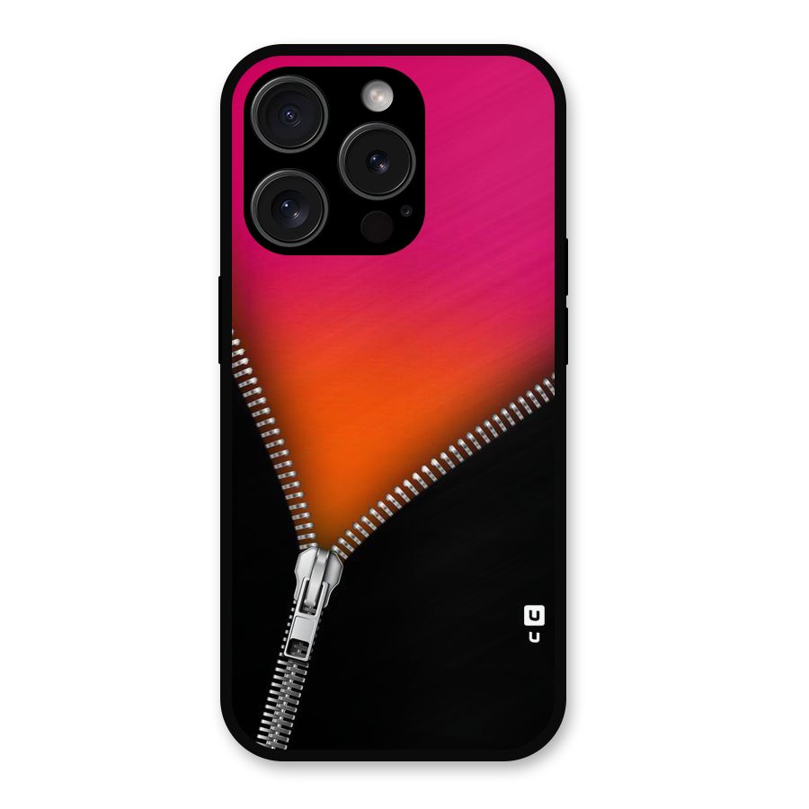Zipper Print Metal Back Case for iPhone 15 Pro
