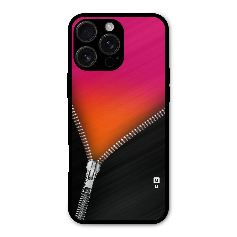 Zipper Print Metal Back Case for iPhone 16 Pro Max