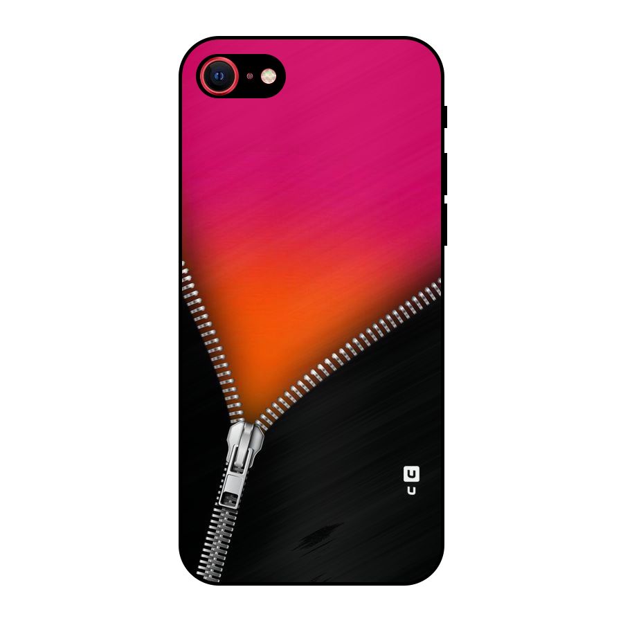 Zipper Print Metal Back Case for iPhone SE 2020