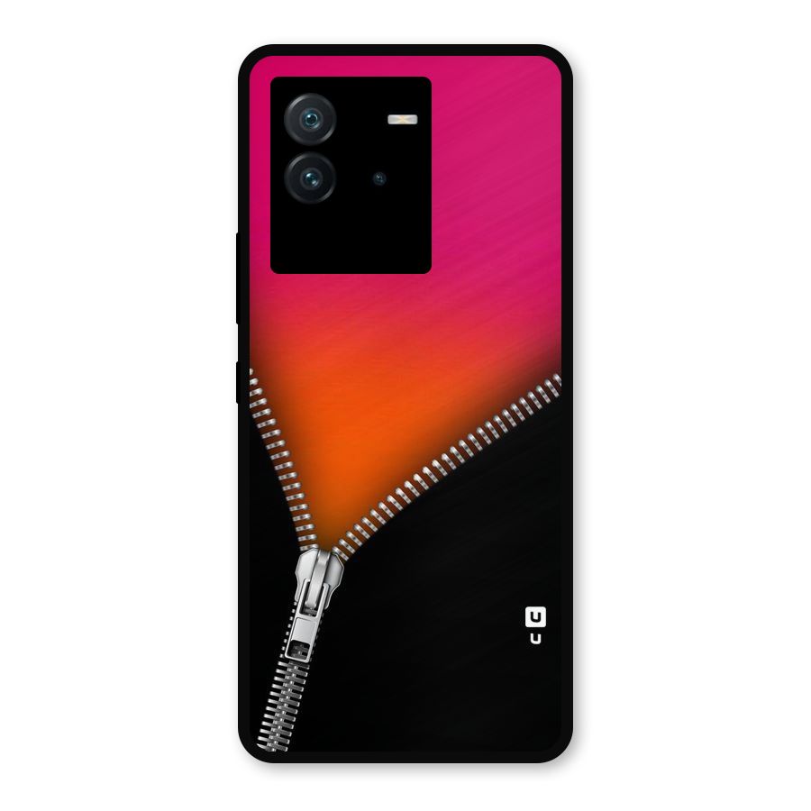 Zipper Print Metal Back Case for iQOO Neo 6 5G