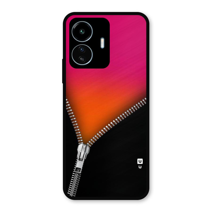 Zipper Print Metal Back Case for vivo iQOO Z6 Lite 5G