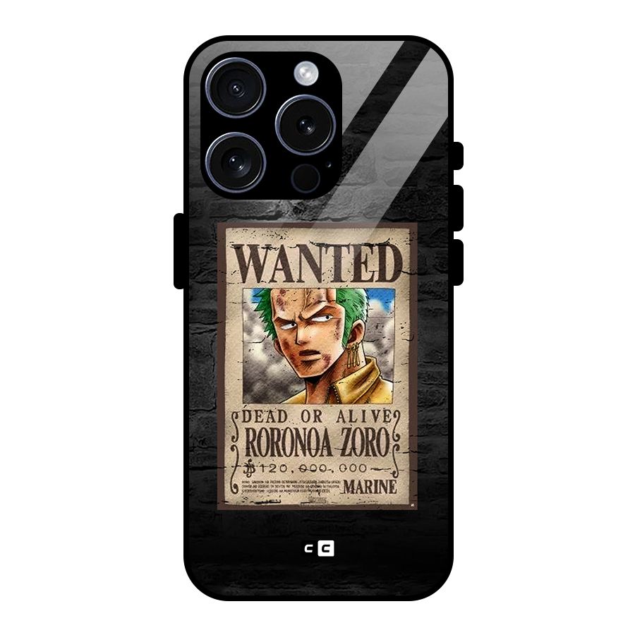 Zoro Wanted Glass Back Case for iPhone 15 Pro