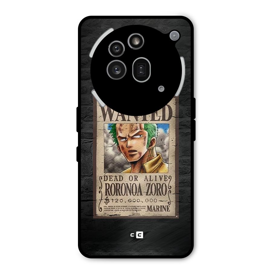 Zoro Wanted Metal Back Case for Nothing Phone 3a Pro