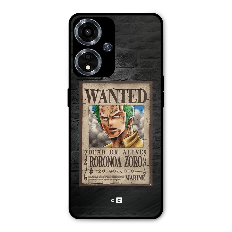 Zoro Wanted Metal Back Case for Oppo A59