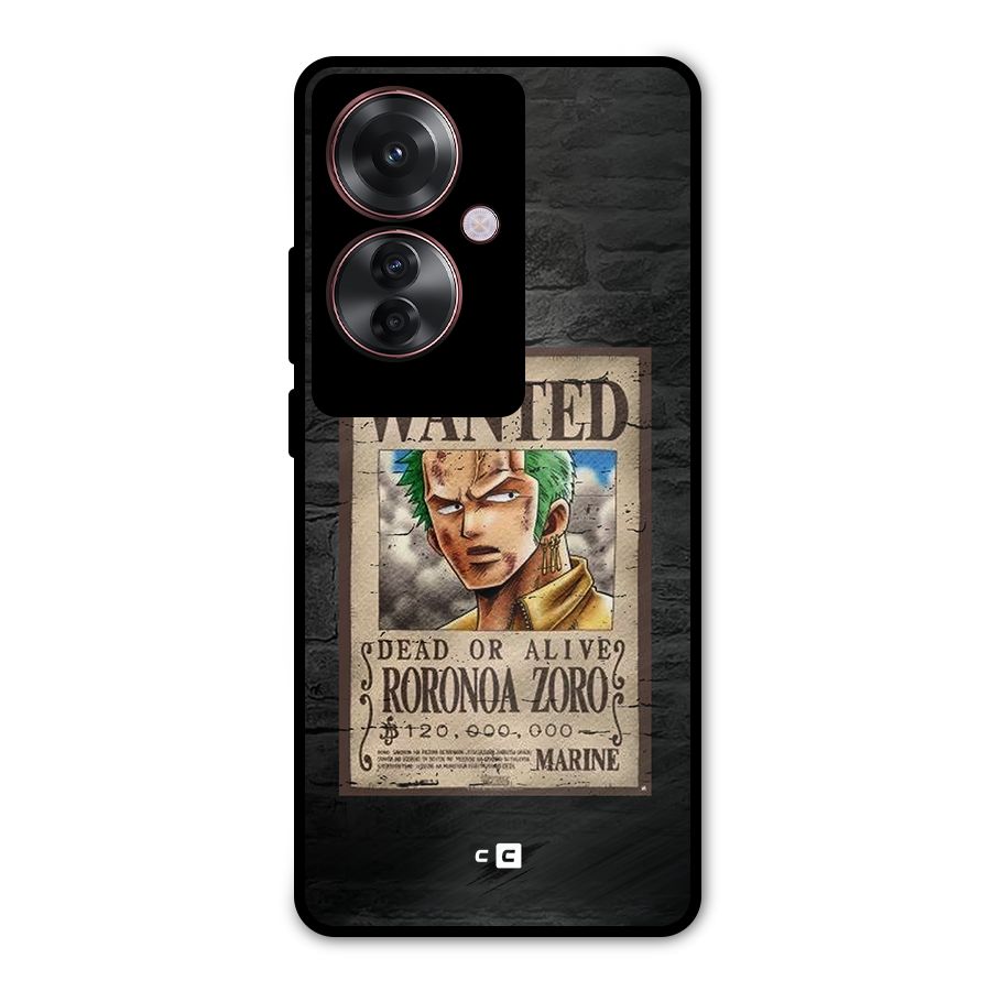 Zoro Wanted Metal Back Case for Oppo F25 Pro