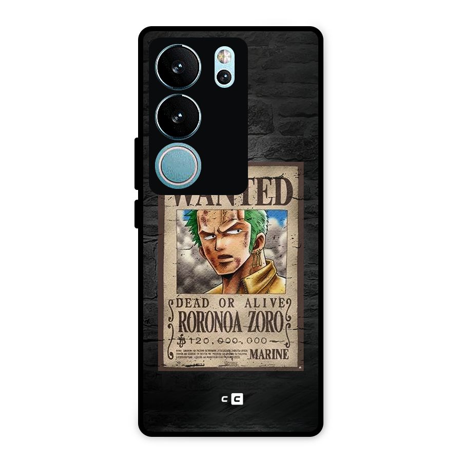 Zoro Wanted Metal Back Case for Vivo V29 Pro